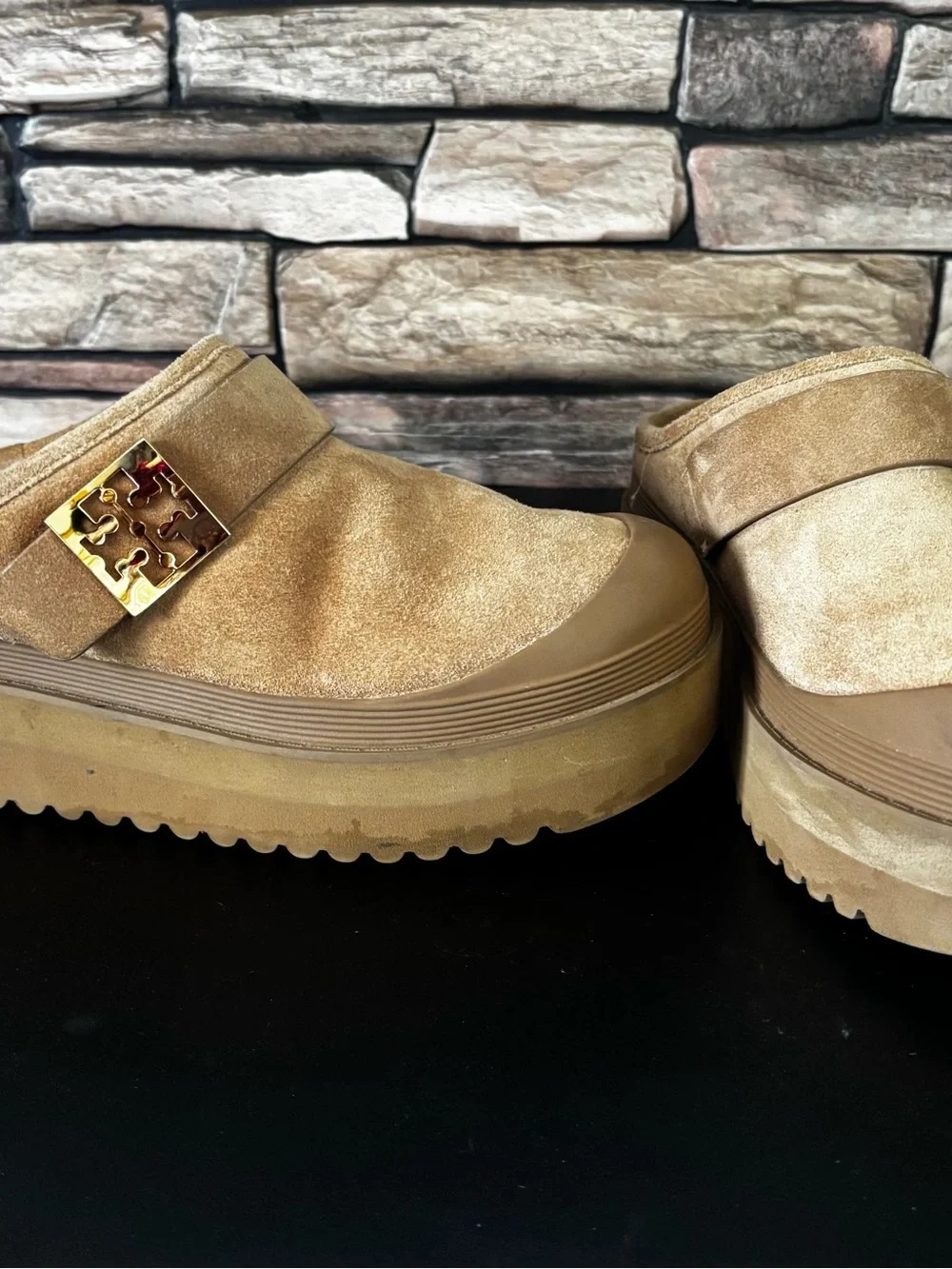 Tory Burch Mellow Shearling Platform Mules